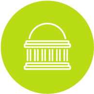 Graphic with government building icon